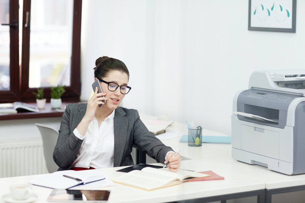 Secretary working